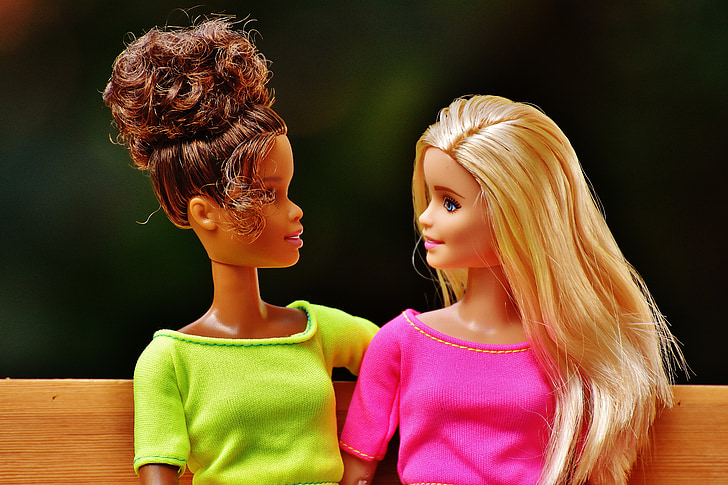Barbie, chica, novias, amistad, muñeca, bonita, cara