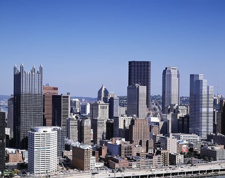 Pittsburgh, Panorama, Centrum města, Panoráma města, městský, mrakodrapy, věž