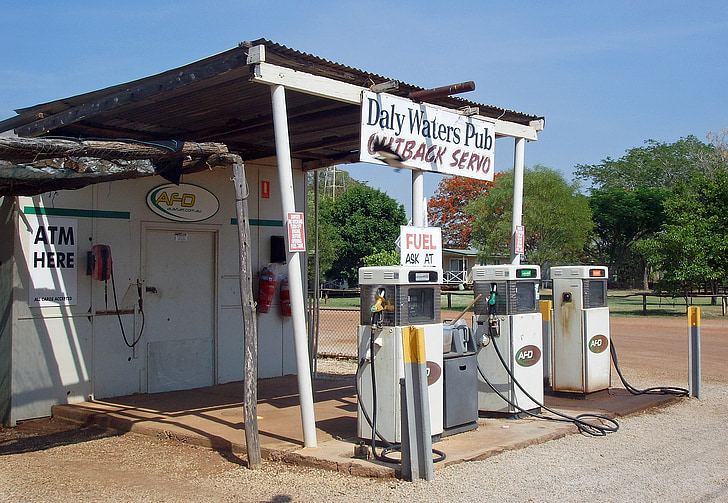benzinestations, Daly wateren pub, Outback, Australië