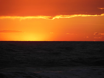 abendstimmung, Sea, Sunset, Afterglow