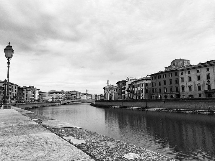 Châu Âu, Pisa, ý, màu đen, trắng, sông, Tuscany
