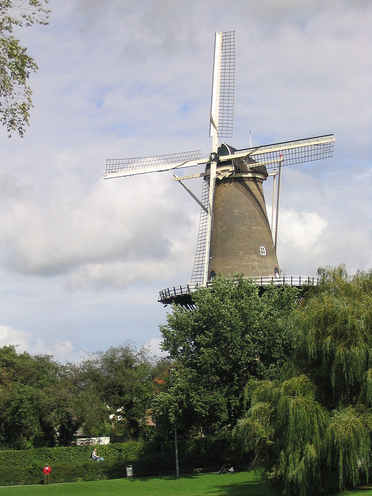 Windmill, Nederländerna, Holland, staden, byggnad, lidande, Rembrandt