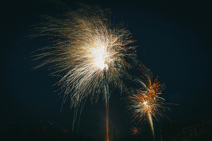 fireworks, lights, night, sky, celebration, party