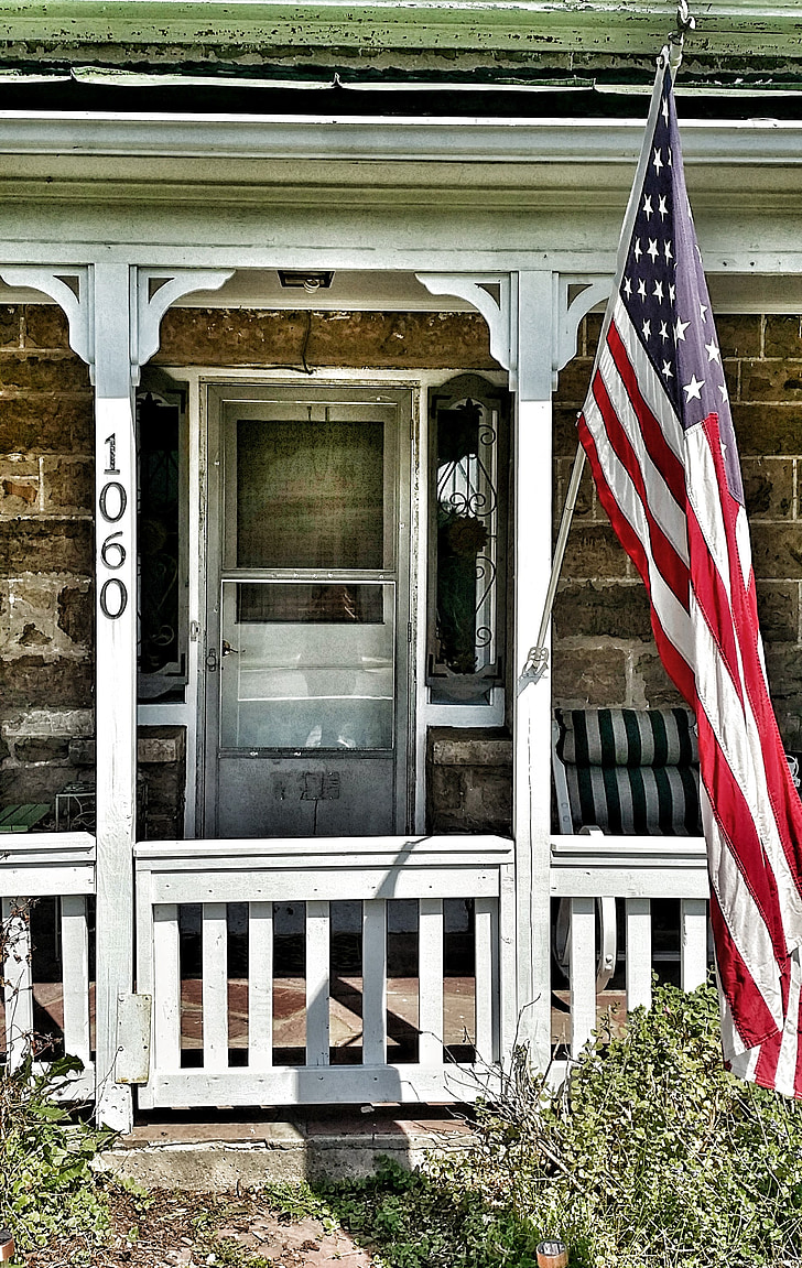 Kamnita hiša, zastavo, domov, zabaven, stavbe, ameriško zastavo