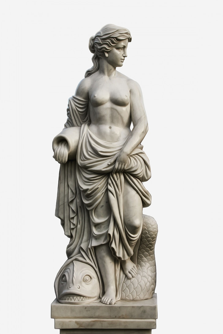 female, roman, statue, isolated background, detail, cutout