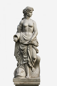 kvinna, romerska, staty, isolerade bakgrund, detalj, cutout