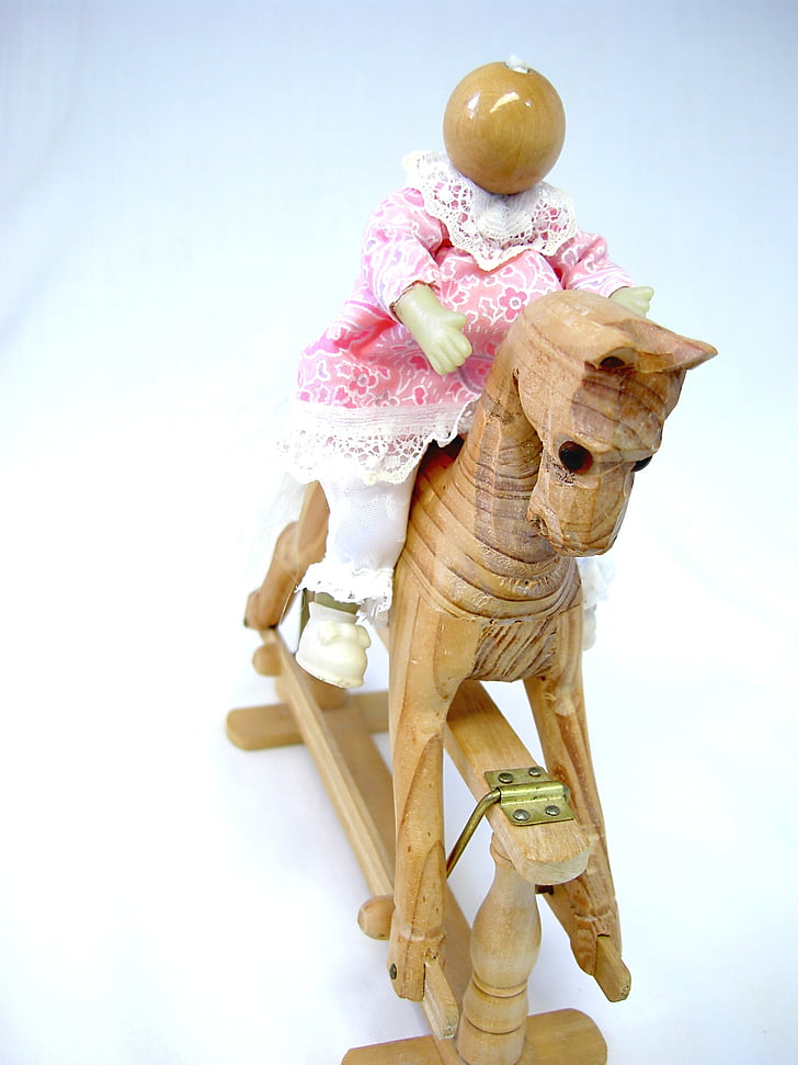 cavalo de madeira, cavalo de balanço, boneca, ornamento, madeira, de madeira, cavalo