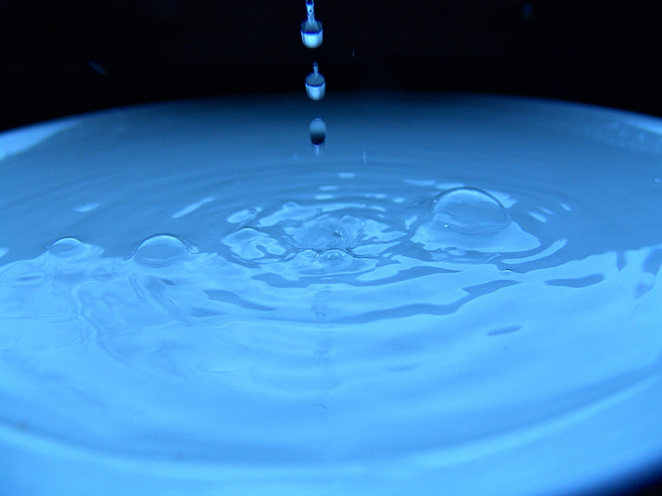 kvapky vody, modrá, vody, Drip