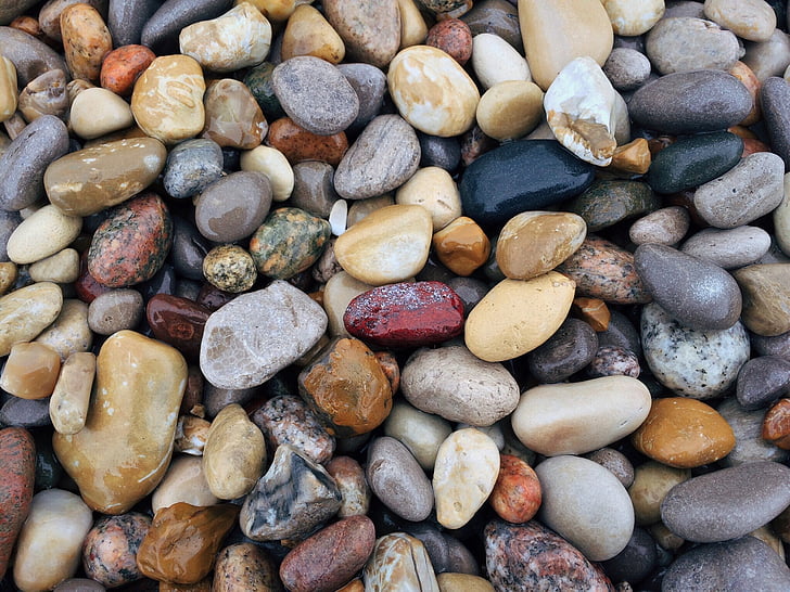 rocks, stones, beach, shore, nature, pebble, large group of objects
