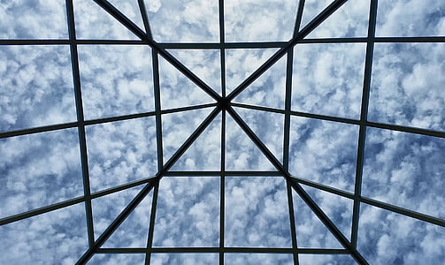 Grid, taevas, pilved, cloudscape, arhitektuur, klaas - materjal, akna