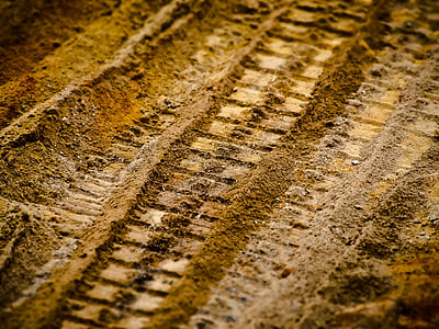 sand, spor, spor i sandet, genoptryk, site, dæk spor, Caterpillar spor