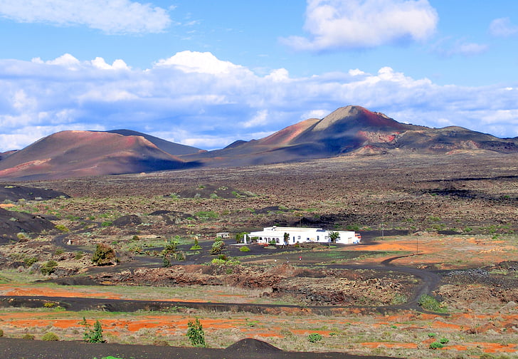 Lanzarote, La geria, steinig, vulkán, hegyi, Izland, természet