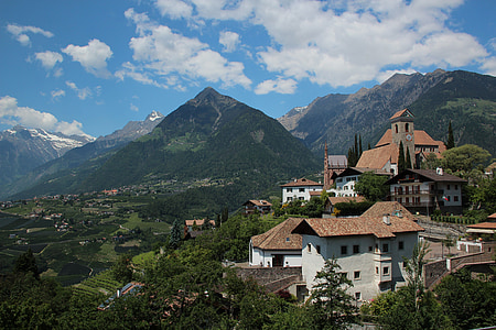Dovolenka, Taliansko, Južné Tirolsko, Schenna, Val venosta, Panorama, Príroda
