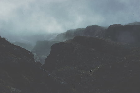 ομίχλη, τοπίο, ομίχλη, βουνό, φύση, βραχώδη