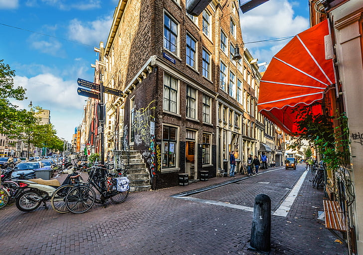 Amsterdam, Holland, Holland, byliv, Street, nederlandsk, cykler