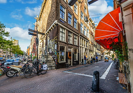 Amszterdam, Hollandia, Hollandia, városi élet, utca, holland, kerékpárok