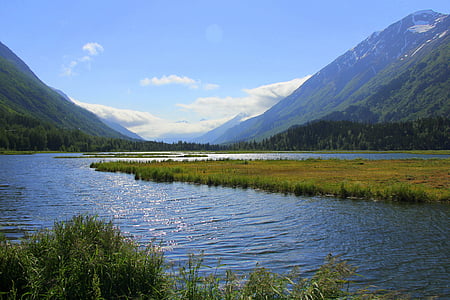 Aljaška, útočiště, krajina, Divočina, Příroda, scenérie, modrá