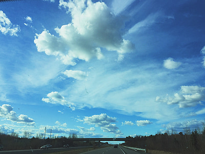 hemel, snelweg, wolk, landschap, op reis gaat, reizen, weg