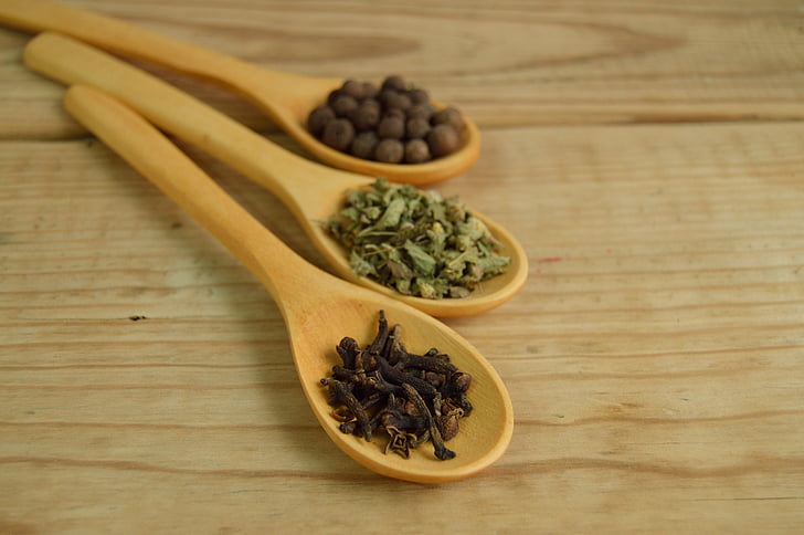 Spice, lepel, hout, aanpak, detail, tabel, peper