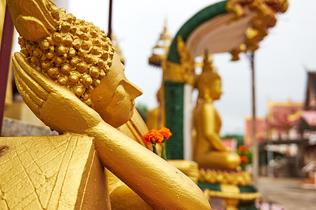 Буда, Спящата, лъжа, почивка, храма, религия, Лаос
