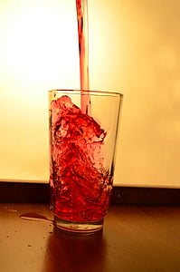 lasi, Neste, punainen, kaatamalla, alkoholin, juoma, juoma