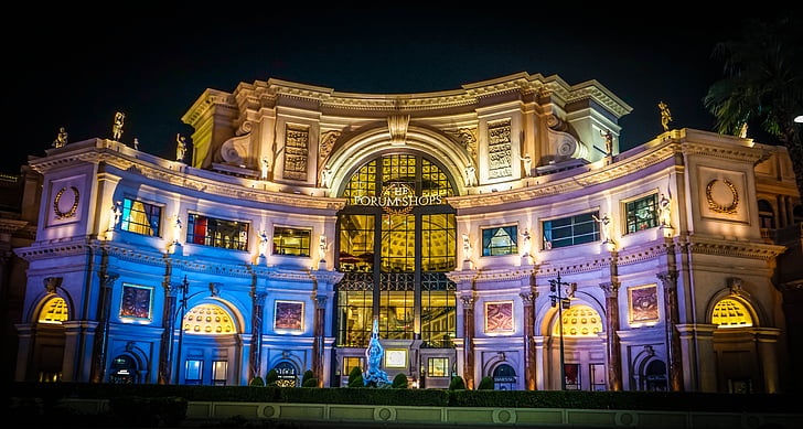 Caesars palace, Las vegas, luxe, nacht, strip, donker, helder