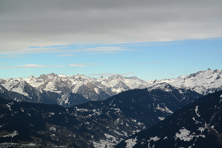 vuoret, Alpine, talvi, Talvinen, Montafon, Golm, näkymä