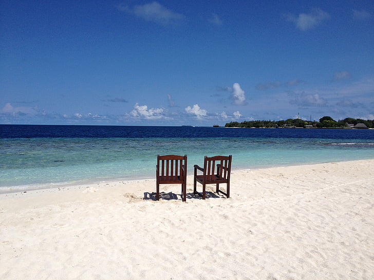 Maledivy, Beach, Bandos island, Resort, Ostrov, more, Ocean