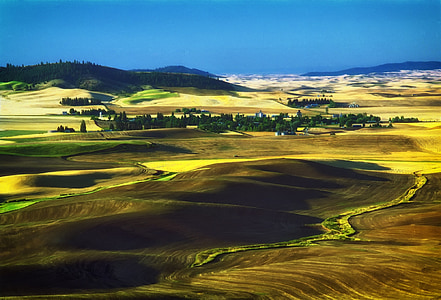 Washington, Estados Unidos, paisaje, Scenic, colinas de, campos, rural
