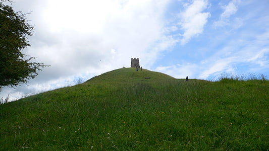 tour de Glastonbury, tor de Glastonbury, l’Angleterre, Abbaye de Glastonbury, Somerset, Château, point de repère