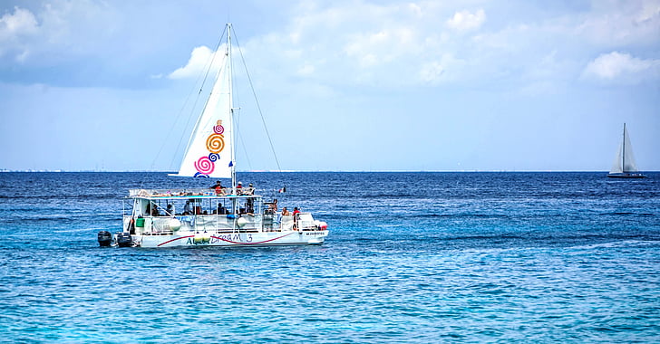 boat, cozumel, sea, water, mexico, caribbean, travel