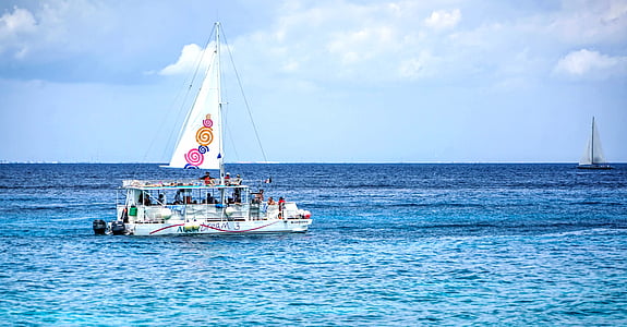 小船, 科苏梅尔, 海, 水, 墨西哥, 加勒比海, 旅行