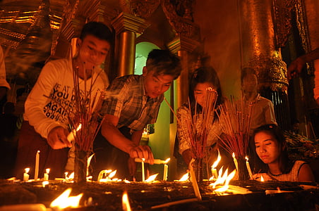 Mjanma, Yangon, Birma, Budisms, budistu, gaismas festivāls