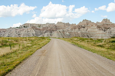 Badlands, formações rochosas, céu azul, paisagem, rocha, Dakota, Sul