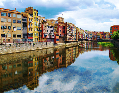Girona, Spanje, Catalonië, Middellandse Zee, Spaans, stad, het platform