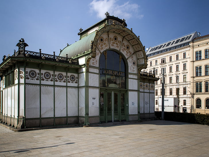 Vídeň, Karlovo náměstí, budova, stanice metra, Architektura, Historie, staré