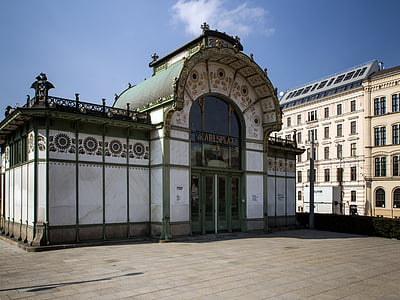 Wien, Charles square, byggnad, Tunnelbana, arkitektur, historia, gamla