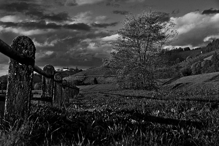 plot, pole, nálada, krajina, dramatické, mraky
