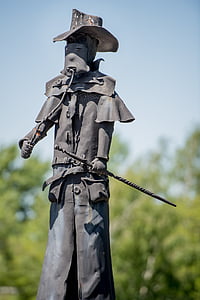 statue de, en détail, forgeron, fer, noir, Dim, ombre