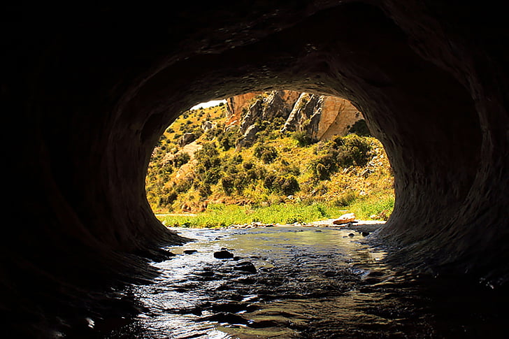 cave, water, the stones, mountains, nature, view, new zealand