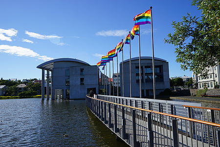 Bayraklar, Belediye Binası, Reykjavik köprü, İzlanda