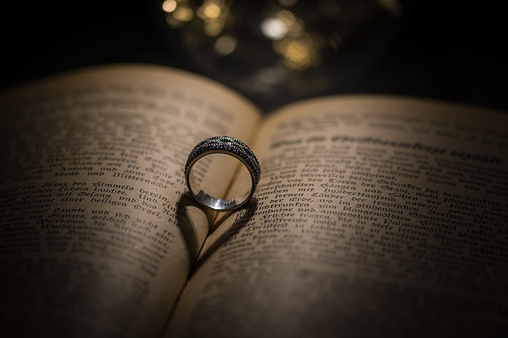 gredzens, sirds, grāmatas, fonts, mīlu, saderināšanās gredzens, precēt
