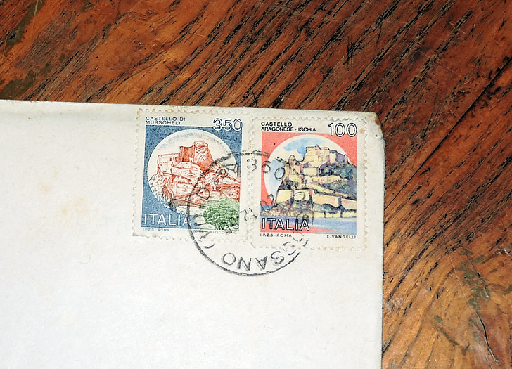 timbre, Lettre, Italie, lires, Château