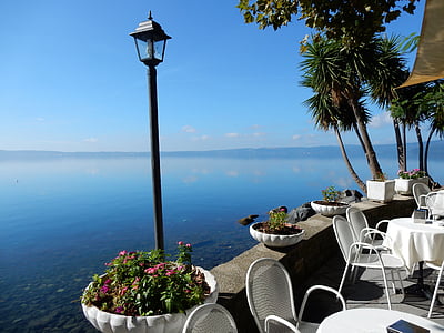 més, Bracciano, Itàlia, veure, cafeteria, taula, Mar