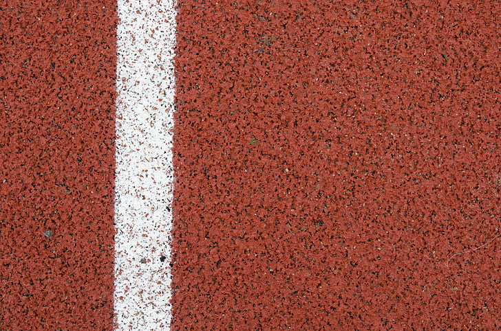 track, running track, race, competition, crease, paint, red