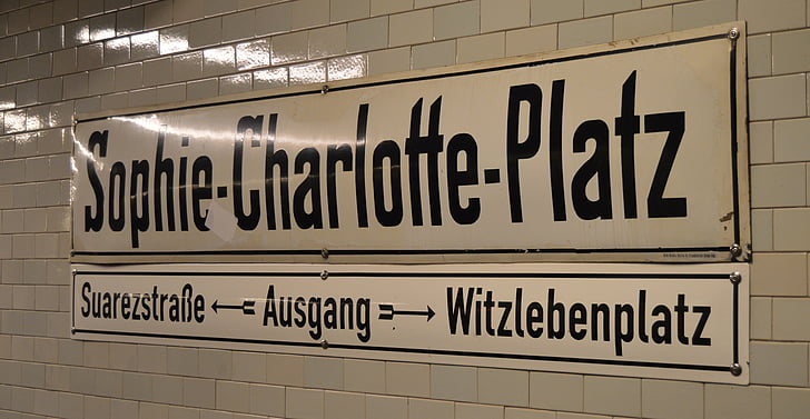 segno, Berlino, u-Bahn, Germania, destinazione, urbano, piastrelle