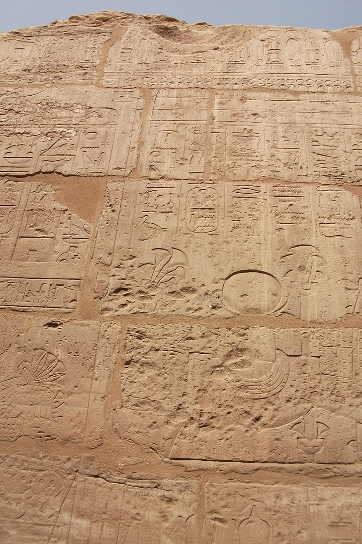 hieroglyfer, faraoer, Egypt, Luxor, Karnak, Inskripsjon, gamle