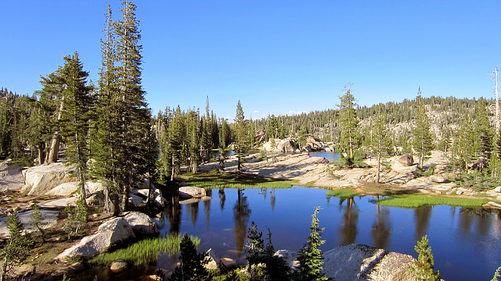 emigrantti erämaa, Mountain lake, Sierra mountains, Lake, California, Luonto, puut
