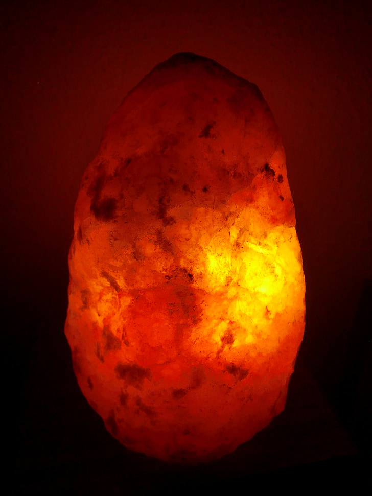 salt crystal lamp, light, orange, cozy, glow, romance, lamp