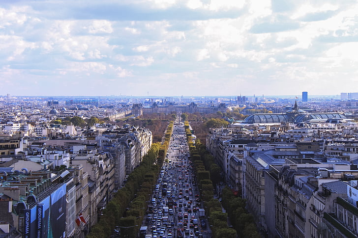 Pariisi, Street, näkymä, näkökulmasta, Ranska, City, Road